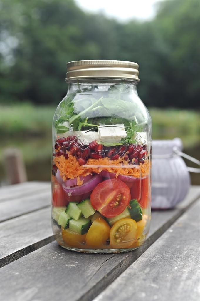 Kilner Jar 1L, Round Glass Screw Top Lid Preservation Storage Jar for Pickling Vegetables Whole Fruits Chutneys
