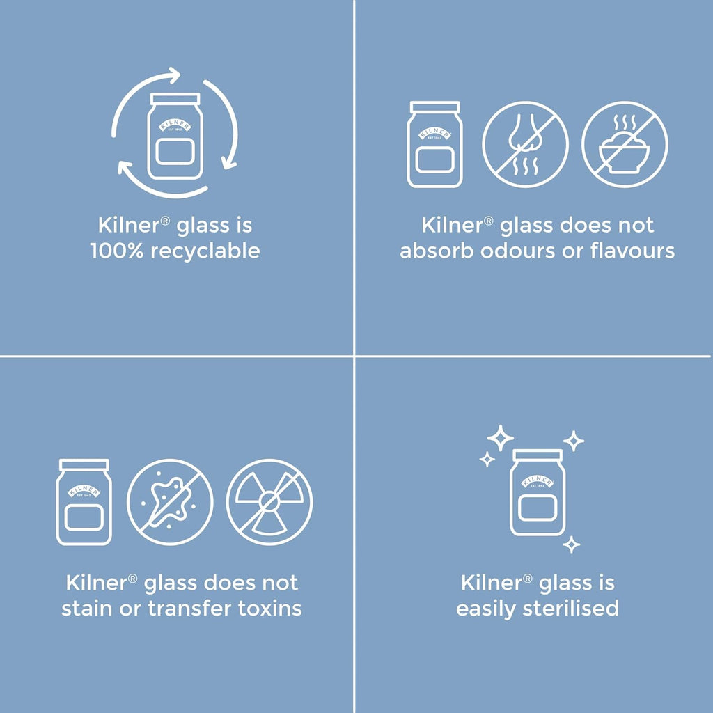 Kilner Jar 1L, Round Glass Screw Top Lid Preservation Storage Jar for Pickling Vegetables Whole Fruits Chutneys