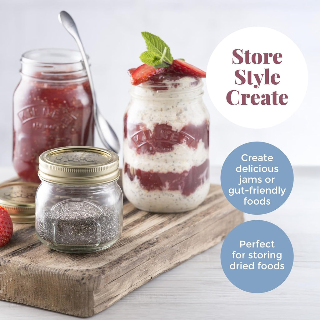 Kilner Jar 1L, Round Glass Screw Top Lid Preservation Storage Jar for Pickling Vegetables Whole Fruits Chutneys